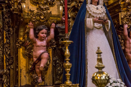 SEVILLE, ANDALUSIA, SPAIN, MAY, 21, 2017 : interiors  of  El Salvador church, may 21, 2017, in Seville, andalusia, spainのeditorial素材