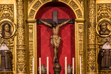 SEVILLE, ANDALUSIA, SPAIN, MAY, 22, 2017 : interiors  details of  La Macarena church, may 22, 2017, in Seville, andalusia, spainのeditorial素材