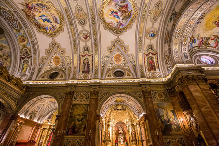 SEVILLE, ANDALUSIA, SPAIN, MAY, 22, 2017 : interiors  details of  La Macarena church, may 22, 2017, in Seville, andalusia, spainのeditorial素材