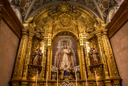 SEVILLE, ANDALUSIA, SPAIN, MAY, 22, 2017 : interiors  details of  La Macarena church, may 22, 2017, in Seville, andalusia, spainのeditorial素材