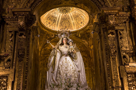 SEVILLE, ANDALUSIA, SPAIN, MAY, 25, 2017 : interiors  of  Santa maria la blanca church, may 25, 2017, in Seville, andalusia, spainのeditorial素材