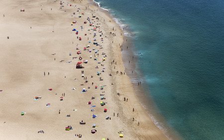 Beach of Nazare, Portugal, from el sitio belvedereの写真素材