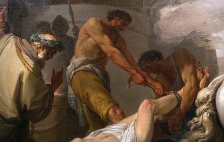 LYON, FRANCE, APRIL 04,  2017 : interiors decor of primatiale saint-jean church, april 04, 2017, in Lyon, Franceのeditorial素材