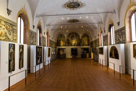 MONTE OLIVETO, ITALY, JUNE 15, 2016 : interiors and frescoes of Monte Oliveto Maggiore abbey, june 15, 2016, near Siena, Tuscany, Italyのeditorial素材