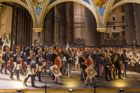 SIENA, ITALY, JUNE 14, 2016 : interiors and architectural details of the Palazzo Pubblico, Siena piazza del campo, june 14, 2016 in Siena, Italyのeditorial素材