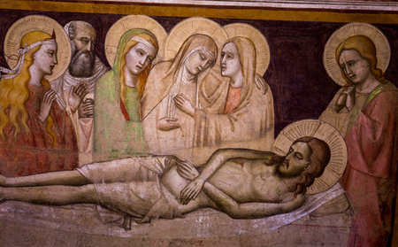 FLORENCE, ITALY, OCTOBER 26, 2015 : interiors and architectural details of Santa Maria Novella basilica, october 26, 2015 in Florence, Italyのeditorial素材