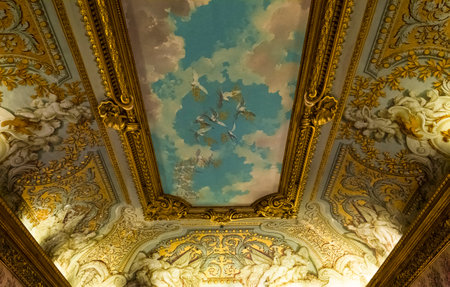 ROME, ITALY, JUNE 14, 2015 : interiors and architectural details of Doria Pamphilj Gallery, june 14, 2015, in Rome, Italyのeditorial素材