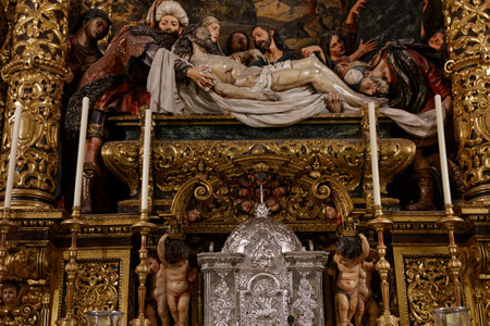 SEVILLE, ANDALUSIA, SPAIN, MAY, 26, 2017 : interiors  of  hospital de la caridad church, may 26, 2017, in Seville, andalusia, spainのeditorial素材