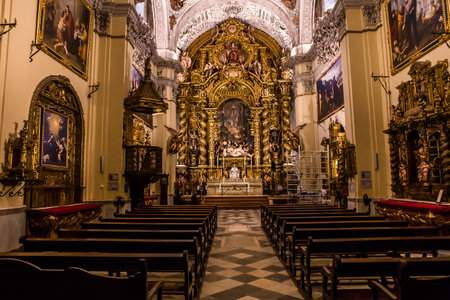 SEVILLE, ANDALUSIA, SPAIN, MAY, 26, 2017 : interiors  of  hospital de la caridad church, may 26, 2017, in Seville, andalusia, spainのeditorial素材
