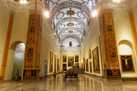 SEVILLE, ANDALUSIA, SPAIN, MAY, 25, 2017 : interiors decors  of  the museum of fine arts, may 25, 2017, in Seville, andalusia, spainのeditorial素材