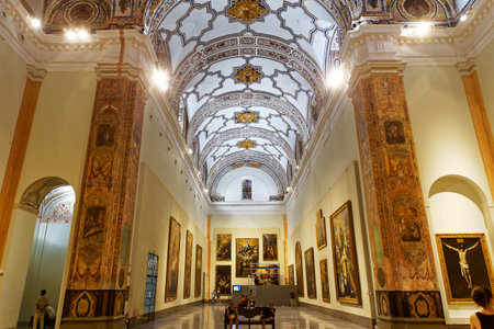 SEVILLE, ANDALUSIA, SPAIN, MAY, 25, 2017 : interiors decors  of  the museum of fine arts, may 25, 2017, in Seville, andalusia, spainのeditorial素材