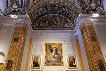 SEVILLE, ANDALUSIA, SPAIN, MAY, 25, 2017 : interiors decors  of  the museum of fine arts, may 25, 2017, in Seville, andalusia, spainのeditorial素材