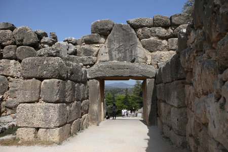 MIKINES, GREECE, SEPTEMBER 10, 2017 :  Ruins of Mycenae city, september 10, 2017, in Mikenes, peloponnese, Greeceのeditorial素材