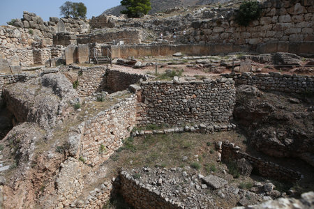 MIKINES, GREECE, SEPTEMBER 10, 2017 :  Ruins of Mycenae city, september 10, 2017, in Mikenes, peloponnese, Greeceのeditorial素材