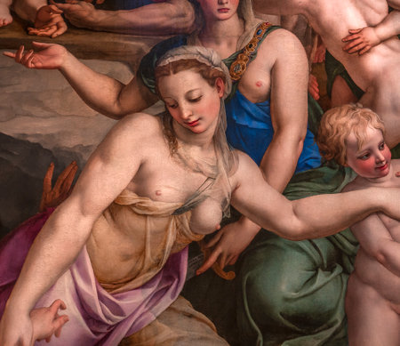 FLORENCE, ITALY, OCTOBER 26, 2015 : interiors and architectural details of Santa Croce basilica, october 26, 2015 in Florence, Italyのeditorial素材