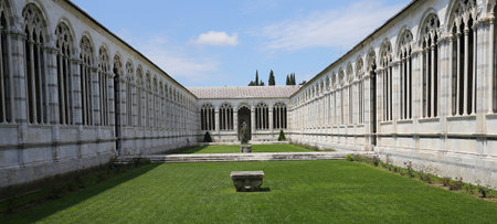PISA, ITALY, JUNE 06, 2016 : interiors and architectural details of the Camposanto, june 06, 2016 in Pisa, Italyのeditorial素材