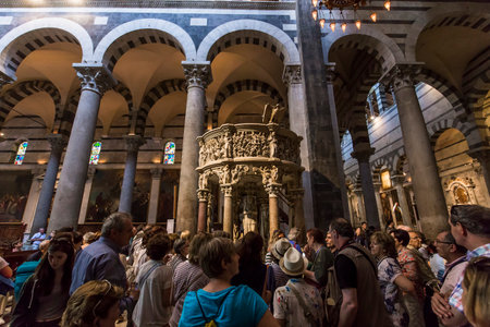 PISA, ITALY, JUNE 06, 2016 : interiors and architectural details of Pisa cathedral, june 06, 2016 in Pisa, Italyのeditorial素材