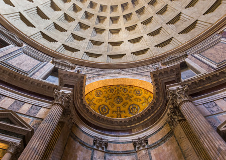 ROME, ITALY, JUNE 14, 2015 : interiors and architectural details of the pantheon, june 14, 2015, in Rome, Italyのeditorial素材