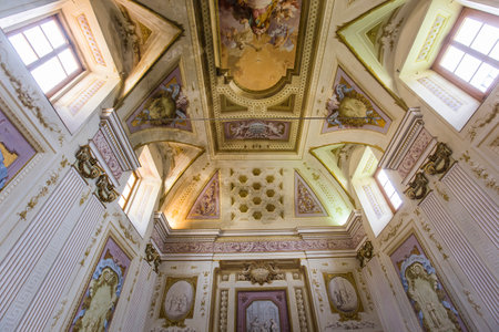 PISA, ITALY, JUNE 05, 2016 : interiors and architectural details of Pisa charterhouse, june 05, 2016 in Pisa, Italyのeditorial素材