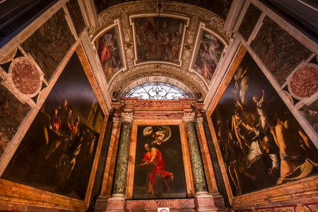 ROME, ITALY, JUNE 14, 2015 : interiors and architectural details of saint louis des francais church, june 14, 2015, in Rome, Italyのeditorial素材