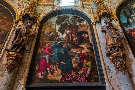 TOMAR, PORTUGAL, JUNE, 23, 2017 : architectural details of  Convent of Christ, june 23, 2017, in Tomar, Portugalのeditorial素材