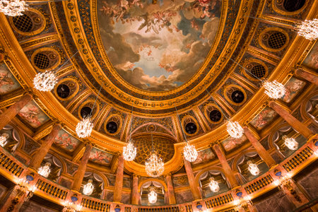 VERSAILLES FRANCE  JANUARY 06 : Interiors and details of the royal opera of Versailles, near Paris, France.  JANUARY 06, 2018 in Versailles, Franceのeditorial素材