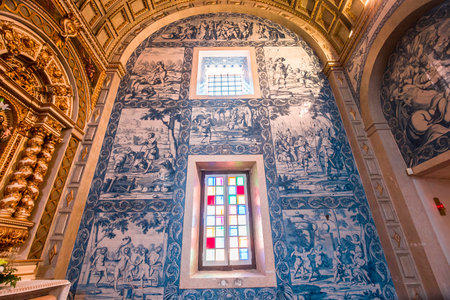 NAZARE, PORTUGAL, JUNE, 20, 2017 :  architectural details of  Church of Nossa Senhora da Nazare, june 20, 2017, in Nazare, Portugalのeditorial素材