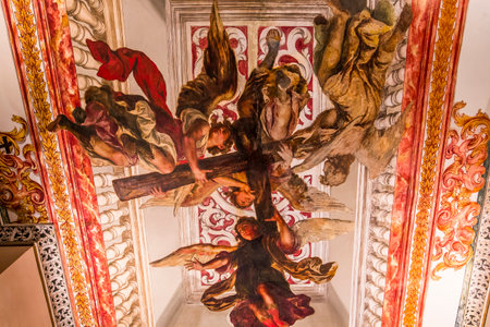 SEVILLE, ANDALUSIA, SPAIN, MAY, 25, 2017 : interiors  frescoe of  hospital de los venerables church, may 25, 2017, in Seville, andalusia, spainのeditorial素材