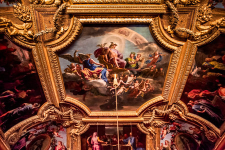 VERSAILLES FRANCE  JULY 06 : Interiors, architectural details an ceilings of the Chateau de Versailles, near Paris, France.  JULY 06, 2013 in Versailles, Franceのeditorial素材