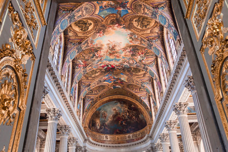 VERSAILLES FRANCE  JULY 06 : architectural details of the chapel in the Chateau de Versailles, near Paris, France.  JULY 06, 2013 in Versailles, Franceのeditorial素材