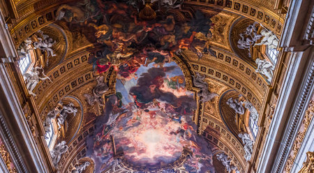 ROME, ITALY, JUNE 16, 2015 : interiors and architectural details of Church of the Gesu, june 16, 2015, in Rome, Italyのeditorial素材