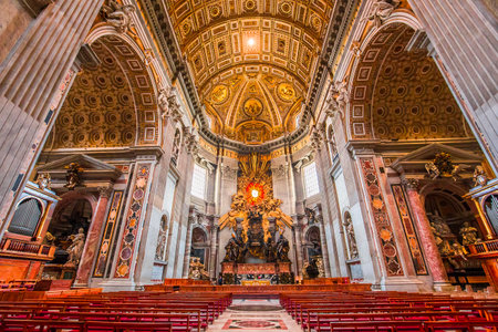 VATICAN CITY, VATICAN  JUNE 15, 2015 : interiors and architectural details of Basilica of saint Peter, june 15, 2015, in Vatican city, Vaticanのeditorial素材