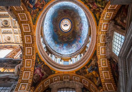 VATICAN CITY, VATICAN  JUNE 15, 2015 : interiors and architectural details of Basilica of saint Peter, june 15, 2015, in Vatican city, Vaticanのeditorial素材