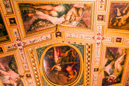 FLORENCE, ITALY, OCTOBER 25, 2015 : interiors and architectural details of Palazzo Vecchio, october 25, 2015 in Florence, Italyのeditorial素材