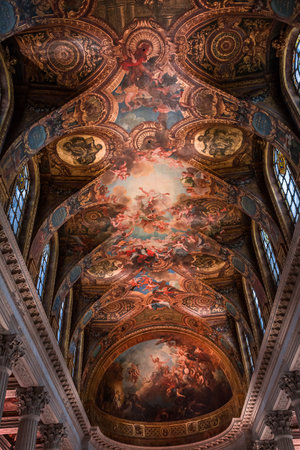 VERSAILLES FRANCE  APRIL 01 : Interiors, architectural details an ceilings of the Royal Chapel, april 01, 2018  in Versailles, Franceのeditorial素材