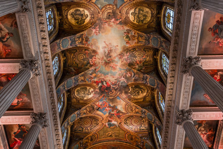 VERSAILLES FRANCE  APRIL 01 : Interiors, architectural details an ceilings of the Royal Chapel, april 01, 2018  in Versailles, Franceのeditorial素材