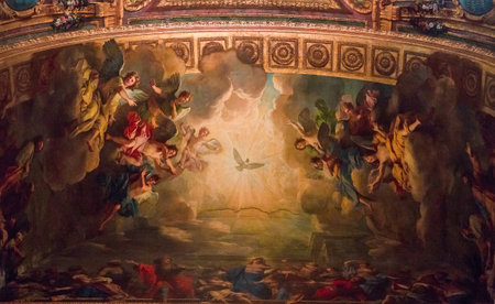 VERSAILLES FRANCE  APRIL 01 : Interiors, architectural details an ceilings of the Royal Chapel, april 01, 2018  in Versailles, Franceのeditorial素材