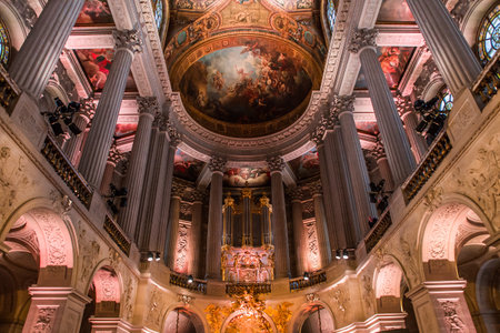 VERSAILLES FRANCE  APRIL 01 : Interiors, architectural details an ceilings of the Royal Chapel, april 01, 2018  in Versailles, Franceのeditorial素材