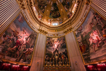 ROME, ITALY, JUNE 14, 2015 : interiors and architectural details of Sant Andrea della Valle basilica, june 14, 2015, in Rome, Italyのeditorial素材