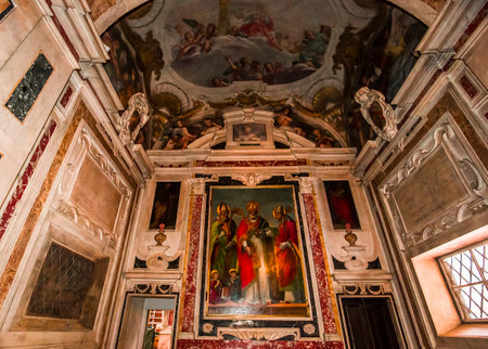 FLORENCE, ITALY, OCTOBER 27, 2015 : interiors and architectural details of Santissima Annuziata church, october 27, 2015 in Florence, Italyのeditorial素材