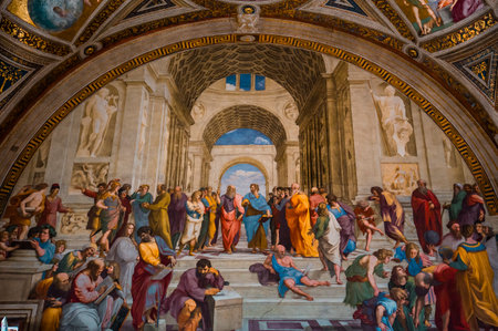 VATICAN CITY, VATICAN, JUNE 12, 2015 : interiors and architectural details of Raphael rooms in Vatican museum, june 12, 2015, in Vatican city, Vaticanのeditorial素材