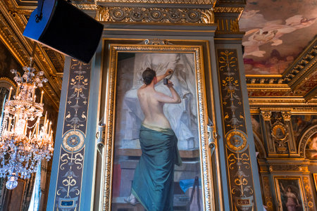 PARIS  AUGUST  08 , An interior view of the reception rooms at  the city hall of Paris shown on AUGUST 08, 2014 in Paris, France.のeditorial素材