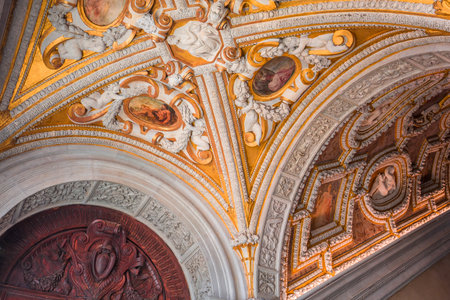 VENICE, ITALY, APRIL 21, 2018 : interiors and architectural details of the doge's palace, april 21, 2018,  in Venice, italyのeditorial素材