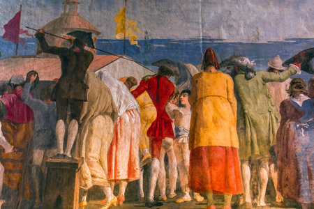 VENICE, ITALY, APRIL 22, 2018 : interiors decor, ceilings and frescoes of Ca'Rezzonico palace, april 22, 2018,  in Venice, italyのeditorial素材