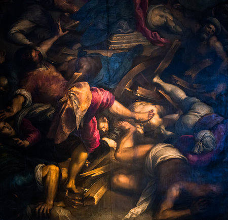 VENICE, ITALY, APRIL 22, 2018 : interiors and details of basilica Santa Maria gloriosa dei Frari, april 22, 2018,  in Venice, italyのeditorial素材