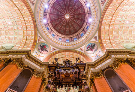 MONTREAL, CANADA, OCTOBER 09, 2016 : interiors and details of Mary queen of the world basilica, october 09, 2016 in Montreal, quebec, Canadaのeditorial素材