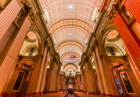 MONTREAL, CANADA, OCTOBER 09, 2016 : interiors and details of Mary queen of the world basilica, october 09, 2016 in Montreal, quebec, Canadaのeditorial素材