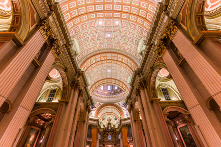 MONTREAL, CANADA, OCTOBER 09, 2016 : interiors and details of Mary queen of the world basilica, october 09, 2016 in Montreal, quebec, Canadaのeditorial素材