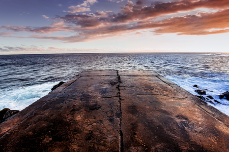 jetty and lighthouse in Saint Pierre, La Reunion island, Indian Ocean, april 26, 2016,  Saint Pierre, Franceの写真素材