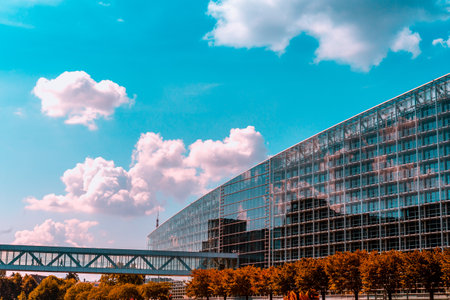 STRASBOURG, FRANCE, SEPTEMBER 04,  2018 : exteriors of the european parliament, september 04, 2018, in  Strasbourg, Franceのeditorial素材